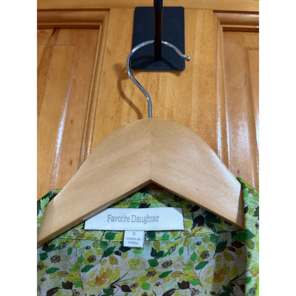 Favorite Daughter Sheer Floral Tie Front Blouse S Green Yellow Long Sleeve Top - Picture 2 of 5